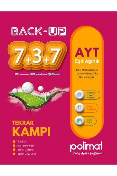 Polimat Yayınları Polimat 2025 Ayt Back-Up 7+3+7 Eşit Ağırlık Kamp Kitabı