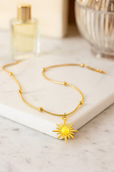 STRAİGHTAWAY قلادة من الفولاذ المقاوم للصدأ من حجر أوبال أصفر نجمة الشمال بال...