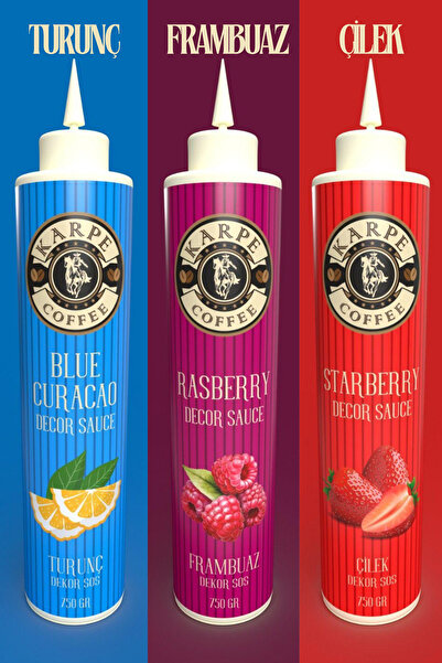 KARPE COFFEE TURUNÇ-FRAMBUAZ-ÇİLEK 3'LÜ Dekor Sos 750gr (BLUE CURACAO-RASBERR...