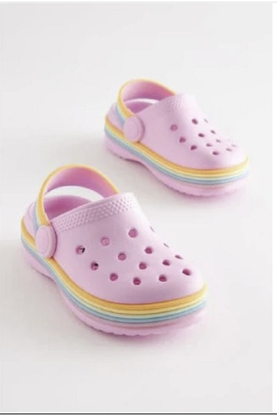Next Kız Bebek Pembe Gökkuşağı Sandalet Clog – Kaymaz & Rahat