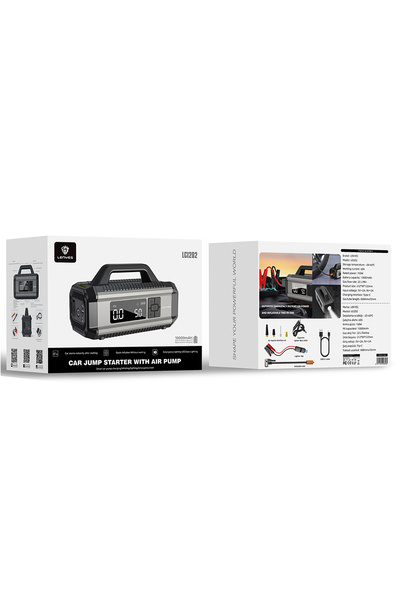 Lenyes LCI202 بطارية مركبة مضاءة بتقنية LED مع جهاز بدء تشغيل الطوارئ ومصدر ط...