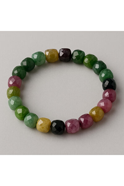 nss sky rock Doğal Taş Bileklik Turmalin 8mm Faset Kesim Üst Seviye Tasarım M...