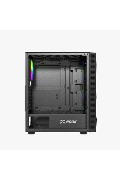 HOOK Tempered Glass Gaming Case PS195 - 4 ARGB fans - Mid Tower Case - Black