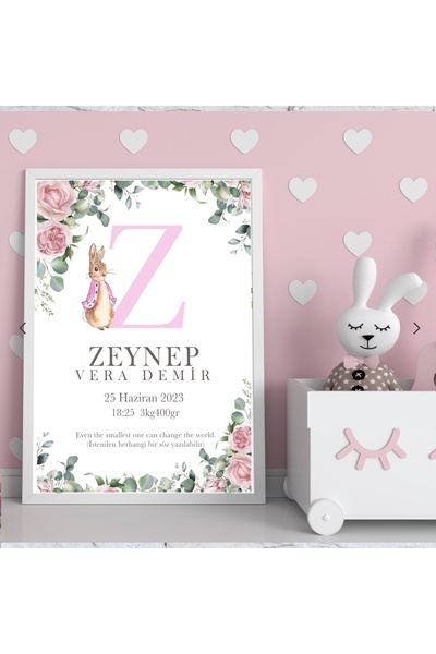 512 STORE Kişiye Özel / İsme Özel Bebek Doğum Bilgisi Poster 30x40 Çerçevesiz