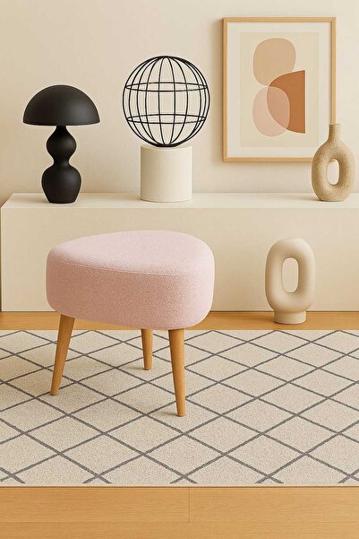 eda hacıoğlu edam bedding group Teddy Üçgen Puf Bench Ahşap Retro Ayak Dekoratif Peluş Tabure