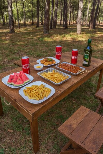 BEEVOLİ 4Tabureli Katlanır Bavul Piknik Bahçe Balkon Masa Takımı - Katlanır K...