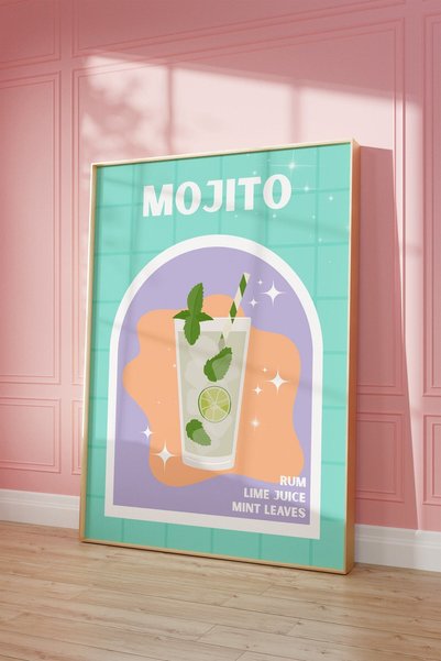 Vinca Prints Kokteyl Poster Seti, Estetik Duvar Posteri, Estetik Ev Dekoru Ko...