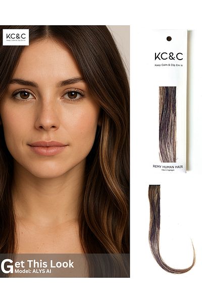 keep calm Chocolate Ash Blonde Balayage Highlight / Babylight Hair Extension Clip-In