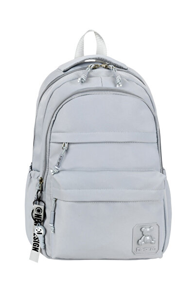 BEGATİ ÇANTA Rucsac unisex gri pentru liceu și gimnaziu - țesătură specială h...