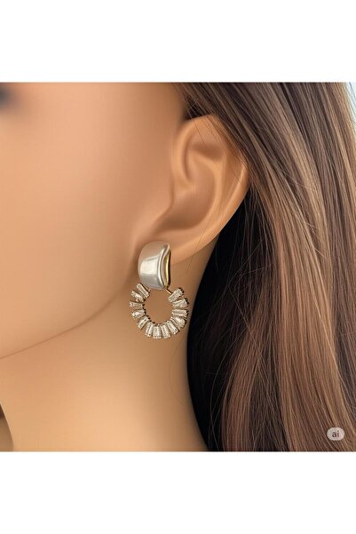 bettin tasarım Taş Detaylı Taşlı Abiye Kadın Bijuteri Küpe