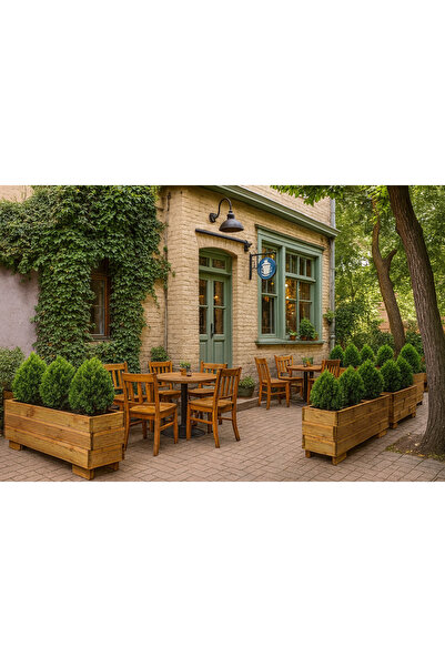 pinoxi Doğal Ahşap Büyük Boy Salon Balkon Saksı Bahçe Çiçeklik Saksı 29cm X 74cm X 32cm