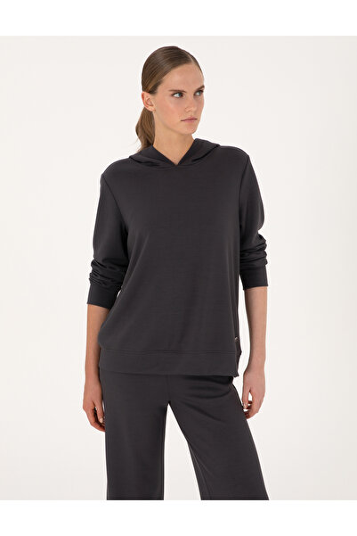 Pierre Cardin Antrasit Oversize Modal Karışımlı Kapüşonlu Sweatshirt 50314972-VR006