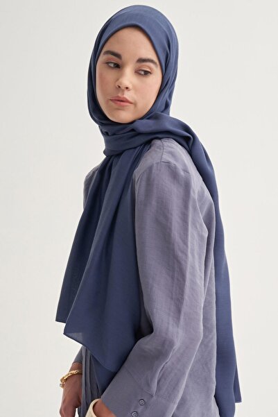 carell Şal din mătase dublu albastru bleumarin