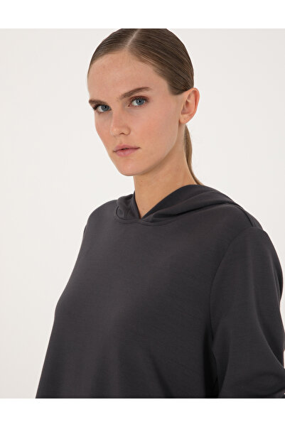 Pierre Cardin Antrasit Oversize Modal Karışımlı Kapüşonlu Sweatshirt 50314972-VR006