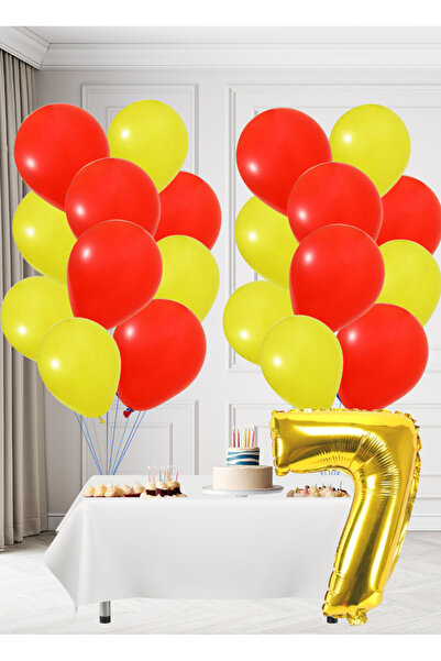 tedaks مجموعة عيد ميلاد بموضوع مروحة صفراء وحمراء لعمر 7 سنوات، بالونات صفراء...