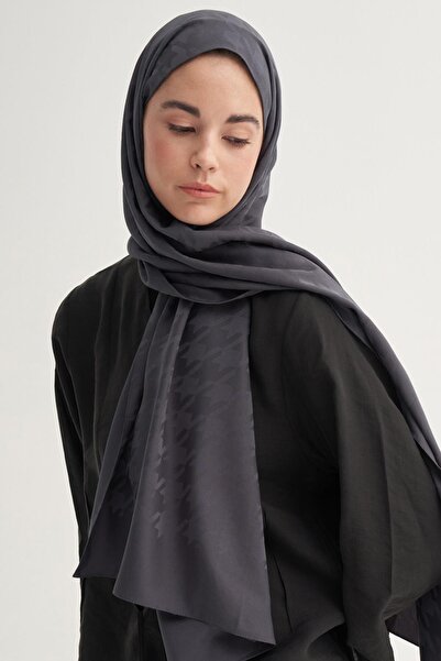 carell Kazayağı Desen Pamuk İpek Şal Antrasit