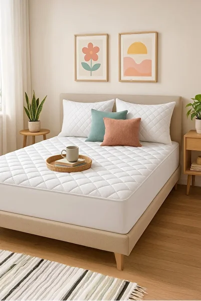 Owra Quilted Cotton Surface Fitted Mattress Protector Mattress Single Double 100X200, 160X200, 180X200
