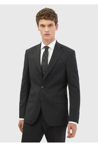 Ramsey Antrasit Mikro Modern Fit Yün Karışımlı Takım Elbise