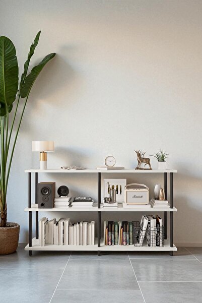 Mobitopya Çevir Kur Beyaz 150 Cm Raflı Konsol 150*75*29 Cm