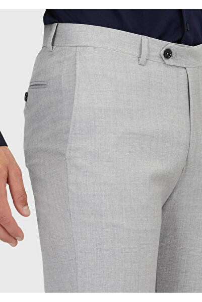 Ramsey Gri Düz Dokuma Regular Fit Klasik %100 Yün Pantolon