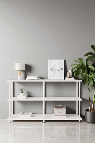 Mobitopya Çevir Kur Beyaz Bd 150 Cm Raflı Konsol 150*75*29 Cm