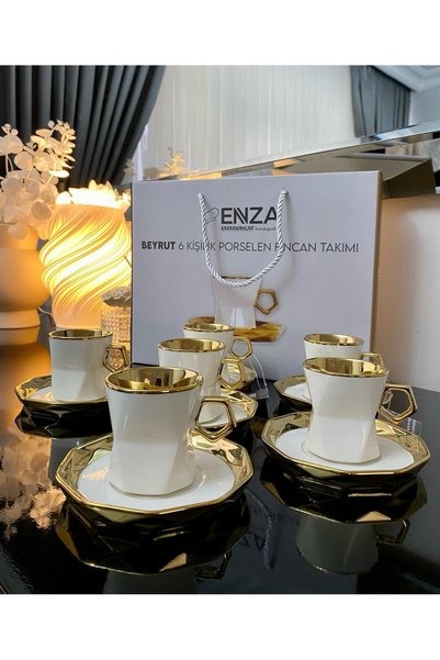 Enza Beyrut 6’lı Porselen Kahve Fincanı Takımı