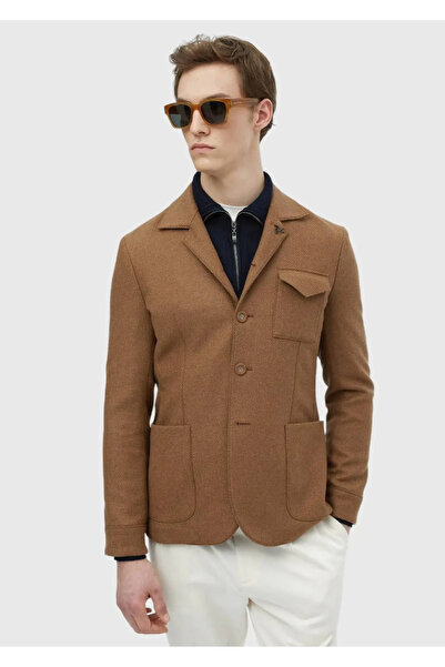 Ramsey Deve Tüyü Düz Shirt Shoulder Slim Fit Yün Karışımlı Ceket