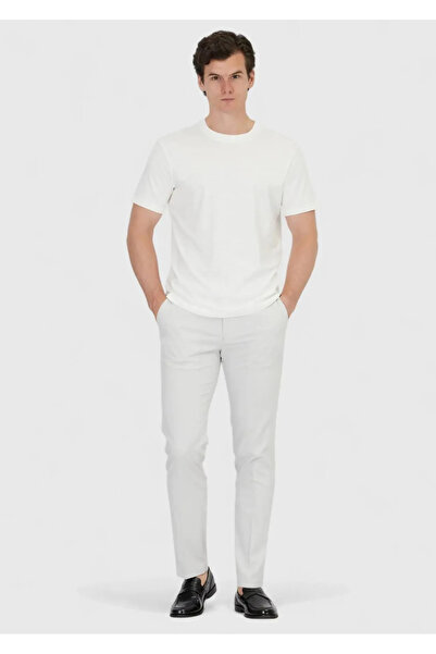 Ramsey Μπλουζάκι Ecru Plain Crew Neck 100% βαμβάκι