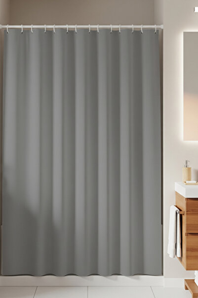 Tropikhome Gri Banyo Perdesi 180x200 Duş Perdesi Tek Kanat Banyo Perdeleri - ...