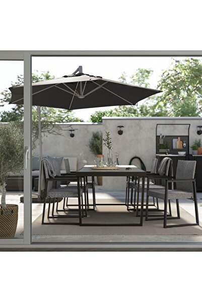 IKEA yemek masası, koyu gri, 224x93 cm