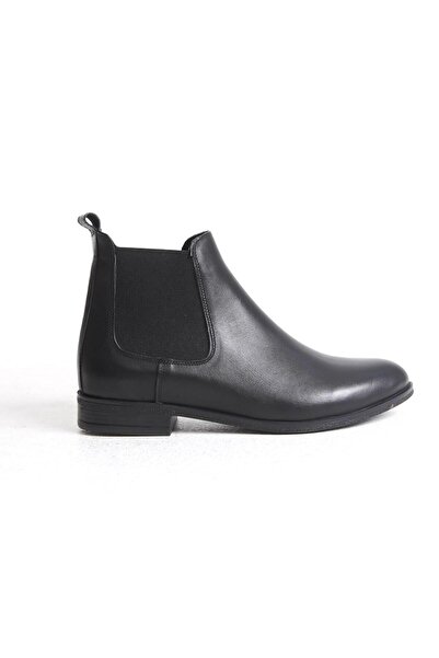 Mubiano Collection Mubiano Hakiki Deri Collection Kadın Lastik Detaylı Kısa Bot&Bootie Siyah - MCSDT036 - S