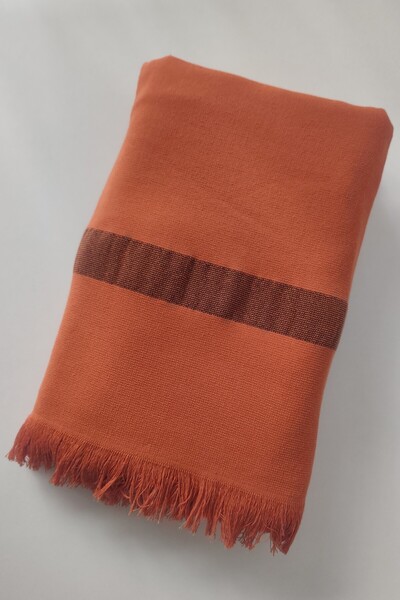 Sevim 100% Cotton Black Thick Line Detailed Peshtemal-Chaise Lounge Towel-90X200 Cm-Cinnamon
