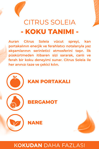 AURAN Citrus Soleia Parfümlü Kadın Vücut Spreyi Vücut Kokusu Vücut Misti Body Mist Spray 150ml