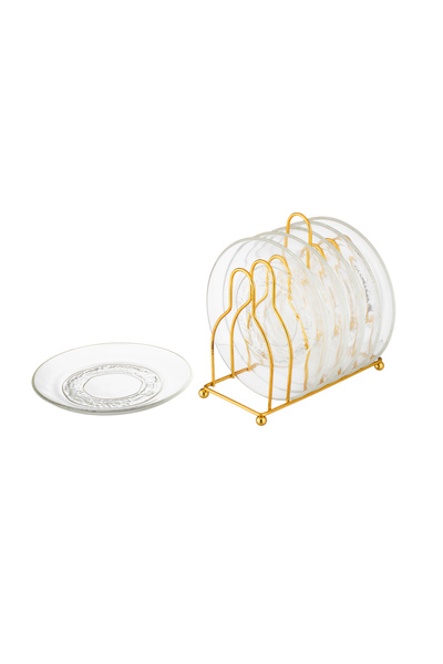 Dania A set of 6-piece glass plates on a golden stand