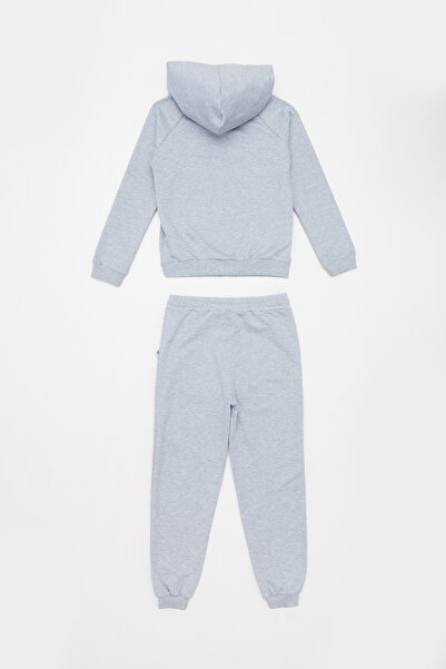 Fulla Moda Kapüşonlu Fermuarlı Unisex Çocuk Eşofman Takımı