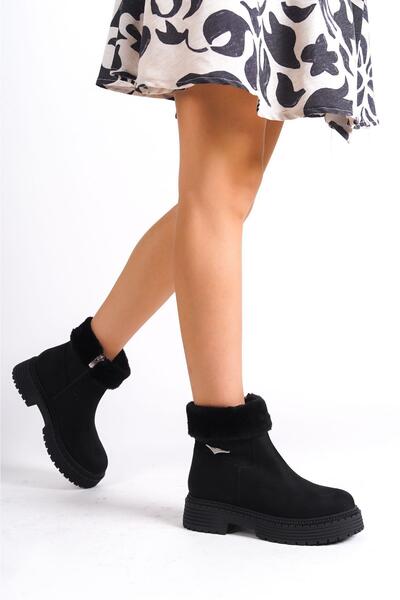 Mubiano MBIBR205-S Γυναικείες κοντές μπότες και μποτάκια με μαύρο σουέτ γιακά...