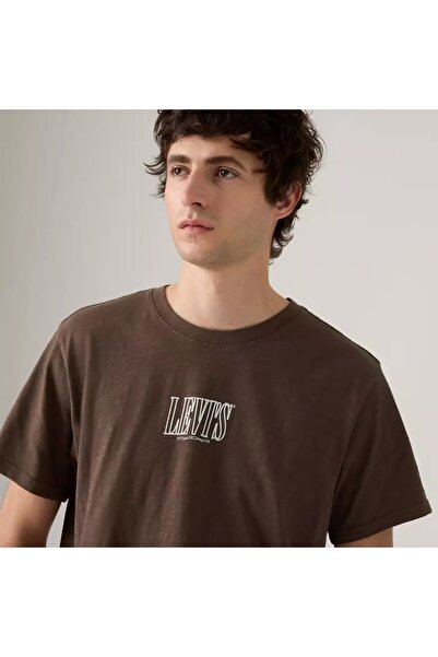 Levi's Ss Relaxed Fit Tee Rope Serif Logo Brack Brown Men's T-Shirt