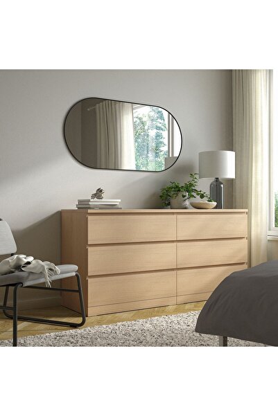 IKEA 6 Çekmeceli şifonyer, ağartılmış meşe kaplama, Genişlik: 160 cm Derinlik: 48 cm Yükseklik: 78cm