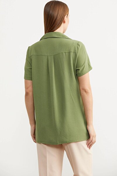 Sementa 60028 Nakış Detaylı Truvakar Kol Krep Gömlek