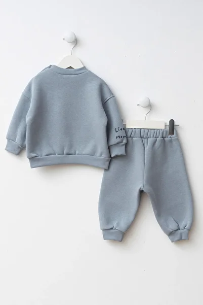 Minipodyum Embroidery Detailed Baby Boy Top and Bottom Tracksuit Set