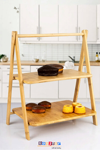 Bonjour Gift & Hobby Mien 2 Katlı Mutfak Bambu Raf Meyve Sebze Organizer