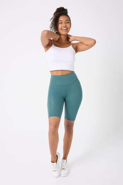 Myluvi Women's High Waist Gathering Effect Scuba Diver Sports Biker Shorts