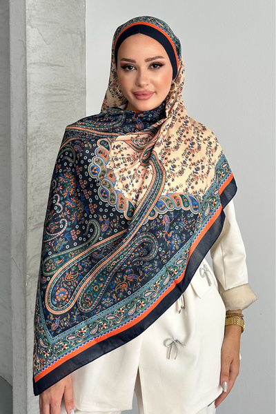 Stella Eşarp Πολύχρωμο μαλακό βαμβακερό σάλι με έθνικ σχέδιο Paisley