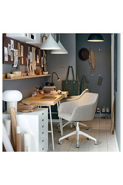 IKEA Sırt Destekli, Dönen Çalışma Sandalyesi, Emniyet Tekerlekli, Yüksekliği Ayarlanabilir,