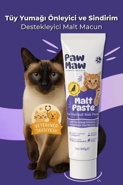 Paw Maw Malt Paste 100 gr Kedi Tüy Yumağı Önlemeyi Destekleyen Malt Macunu