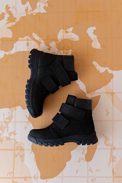 Bebbini Helsinki-Siyah Hakiki Deri Çocuk Bot