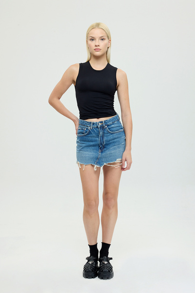 SHEISMONO Ultra Soft Round Neck Sleeveless Blouse Black