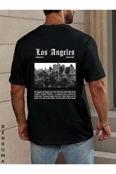 BENROMA Tricou unisex imprimat pe spate supradimensionat