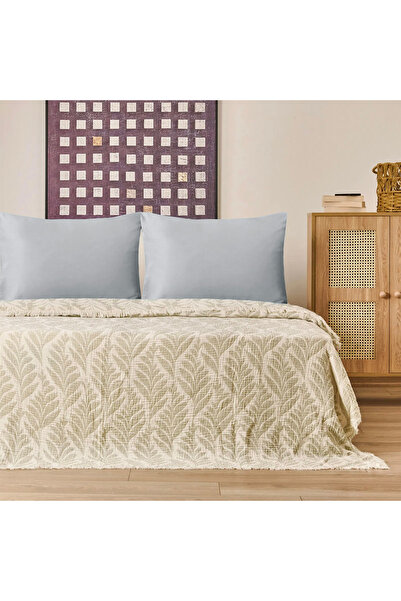 Evidea Soft Sardin Double Bedspread - Ecru / Khaki - 220X240 cm