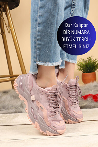 Birikon GUJA Cilt Garnili Kalın Tabanlı Kadın Spor Ayakkabı LİLA